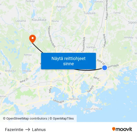 Fazerintie to Lahnus map