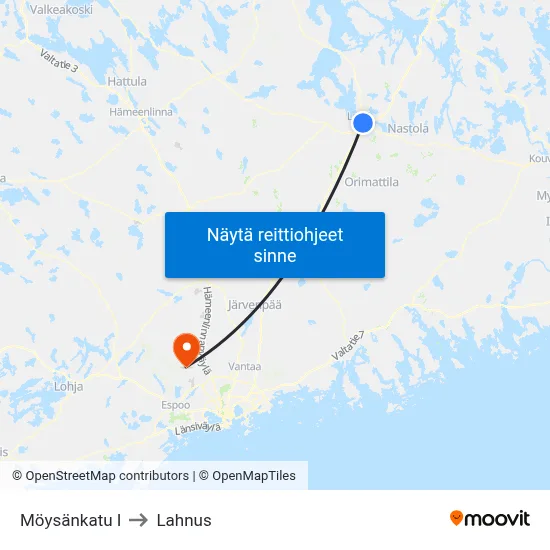 Möysänkatu I to Lahnus map