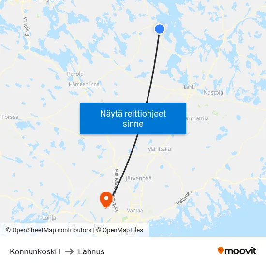 Konnunkoski I to Lahnus map