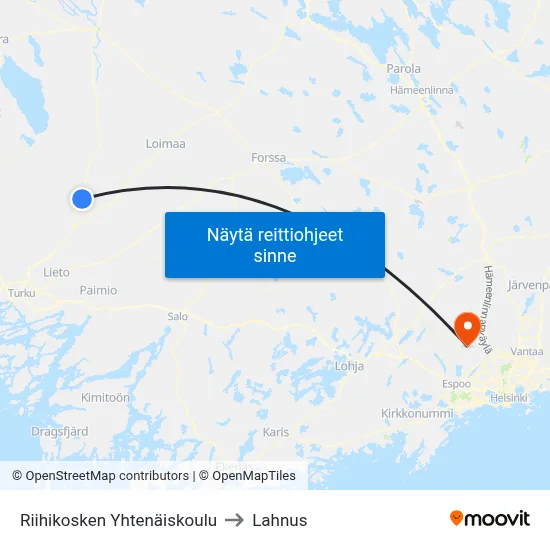Riihikosken Yhtenäiskoulu to Lahnus map