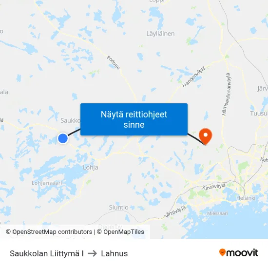 Saukkolan Liittymä I to Lahnus map