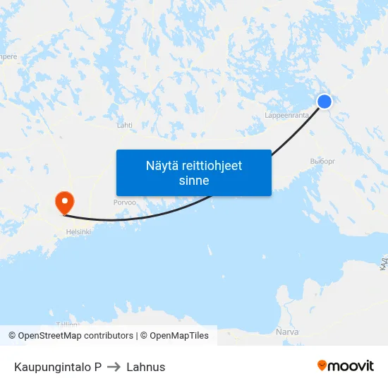 Kaupungintalo P to Lahnus map