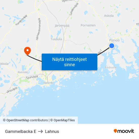Gammelbacka E to Lahnus map