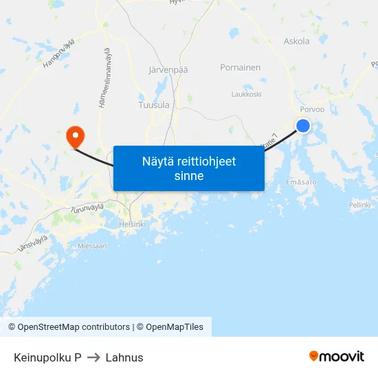 Keinupolku P to Lahnus map