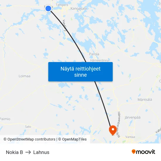 Nokia B to Lahnus map