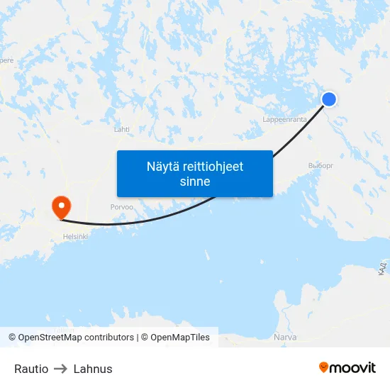 Rautio to Lahnus map