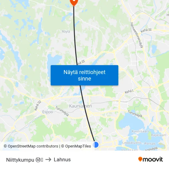 Niittykumpu Ⓜ️🛍️ to Lahnus map