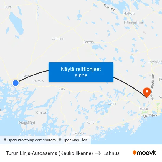 Turun Linja-Autoasema (Kaukoliikenne) to Lahnus map