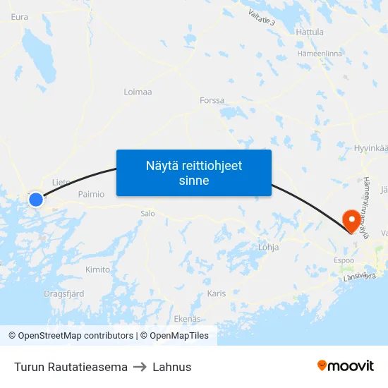 Turun Rautatieasema to Lahnus map