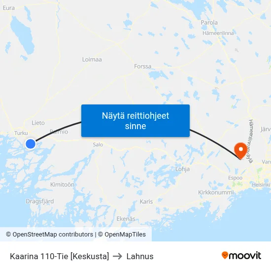 Kaarina 110-Tie [Keskusta] to Lahnus map