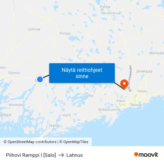 Piihovi Ramppi I [Salo] to Lahnus map