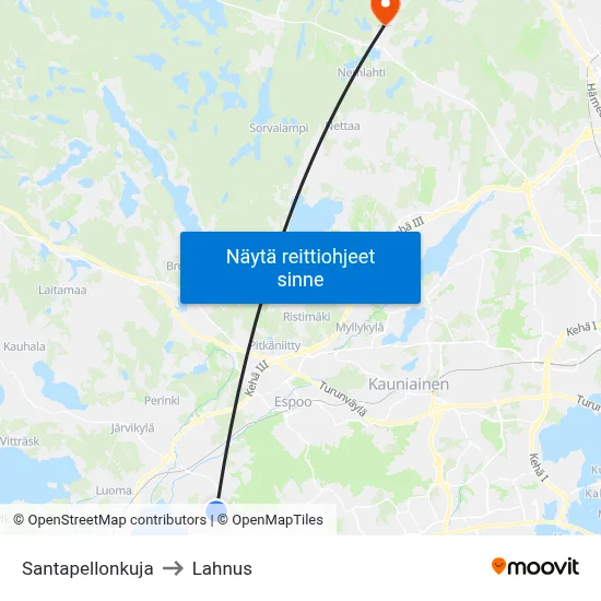 Santapellonkuja to Lahnus map