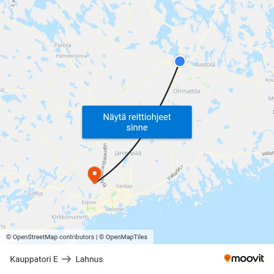 Kauppatori E to Lahnus map