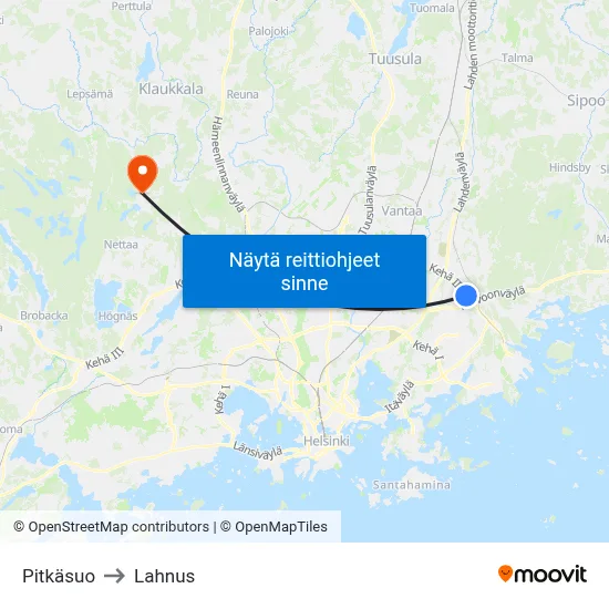 Pitkäsuo to Lahnus map