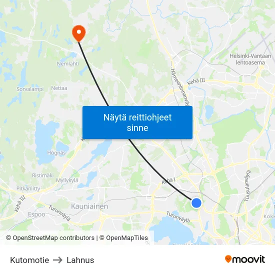 Kutomotie to Lahnus map