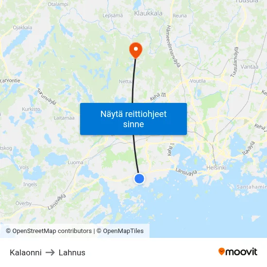 Kalaonni to Lahnus map