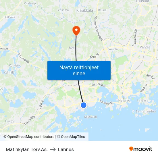 Matinkylän Terv.As. to Lahnus map