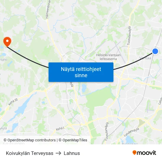 Koivukylän Terveysas to Lahnus map