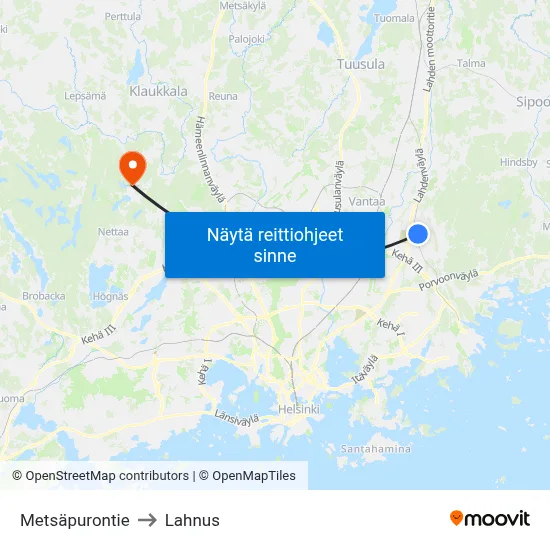 Metsäpurontie to Lahnus map