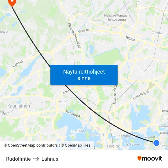 Rudolfintie to Lahnus map