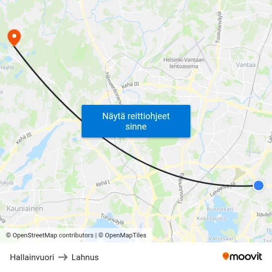Hallainvuori to Lahnus map