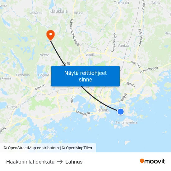 Haakoninlahdenkatu to Lahnus map