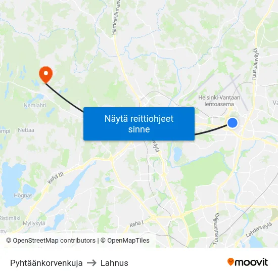 Pyhtäänkorvenkuja to Lahnus map