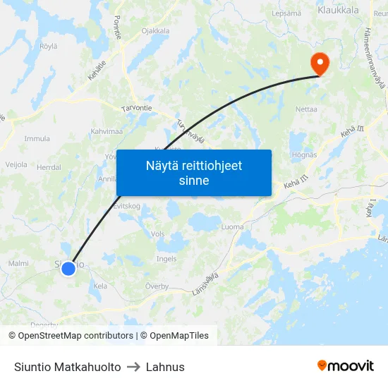Siuntio Matkahuolto to Lahnus map