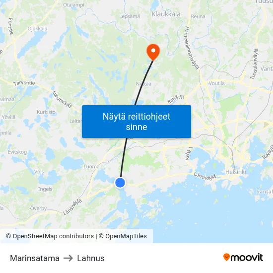 Marinsatama to Lahnus map