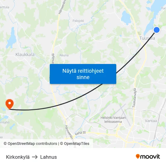 Kirkonkylä to Lahnus map