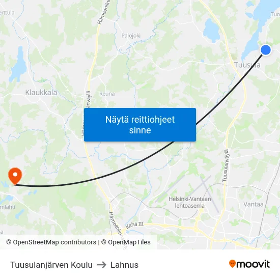 Tuusulanjärven Koulu to Lahnus map