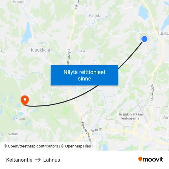 Keltanontie to Lahnus map