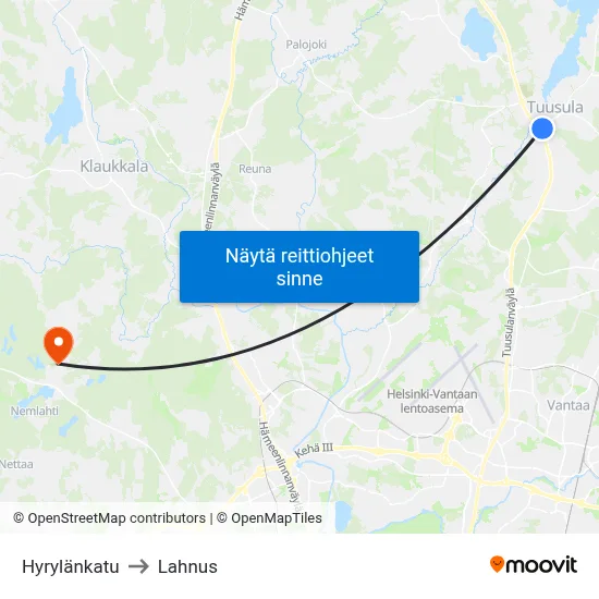 Hyrylänkatu to Lahnus map