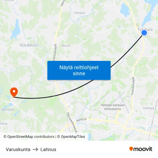 Varuskunta to Lahnus map