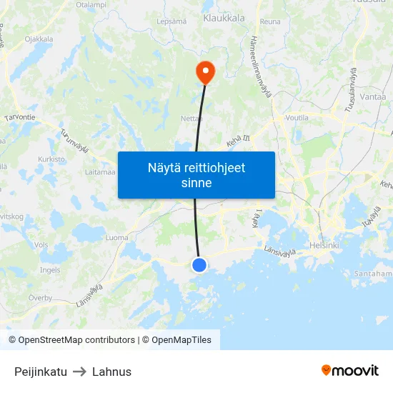 Peijinkatu to Lahnus map