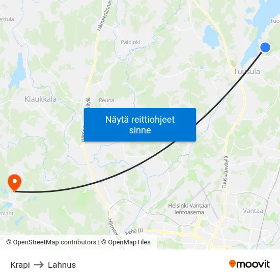 Krapi to Lahnus map
