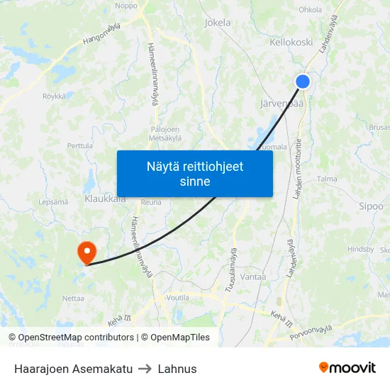 Haarajoen Asemakatu to Lahnus map