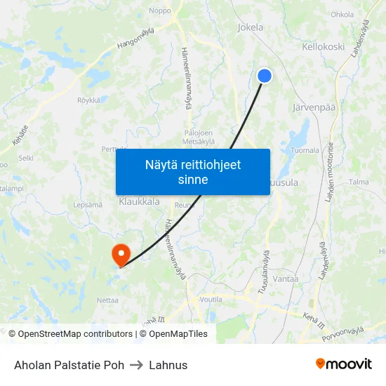 Aholan Palstatie Poh to Lahnus map