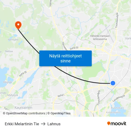 Erkki Melartinin Tie to Lahnus map