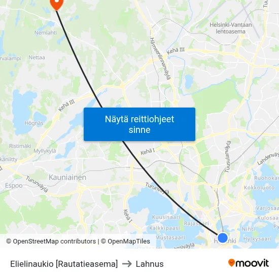 Elielinaukio [Rautatieasema] to Lahnus map