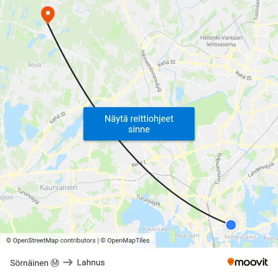 Sörnäinen Ⓜ️ to Lahnus map