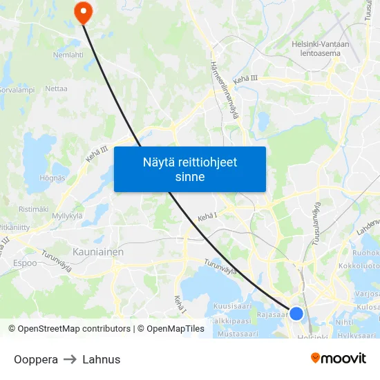 Ooppera to Lahnus map