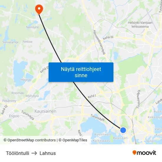 Töölöntulli to Lahnus map