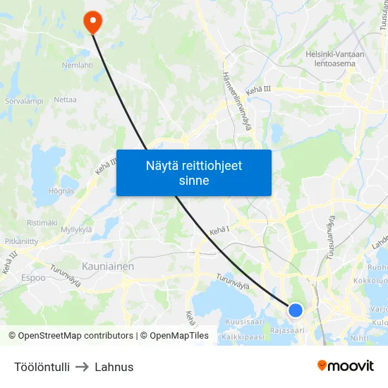 Töölöntulli to Lahnus map
