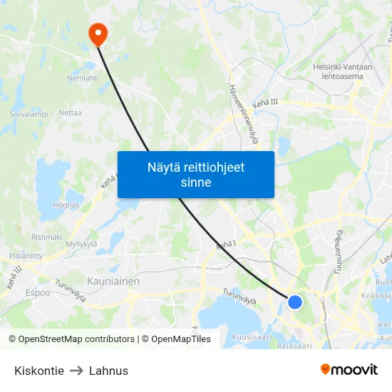 Kiskontie to Lahnus map