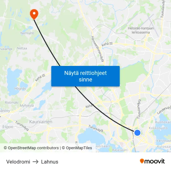 Velodromi to Lahnus map
