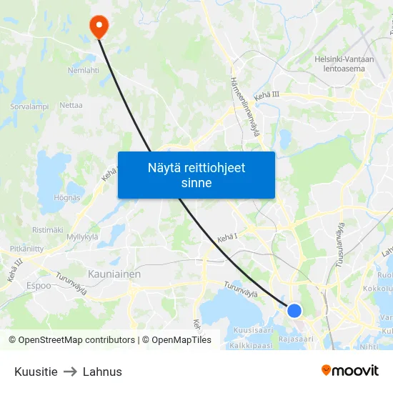 Kuusitie to Lahnus map