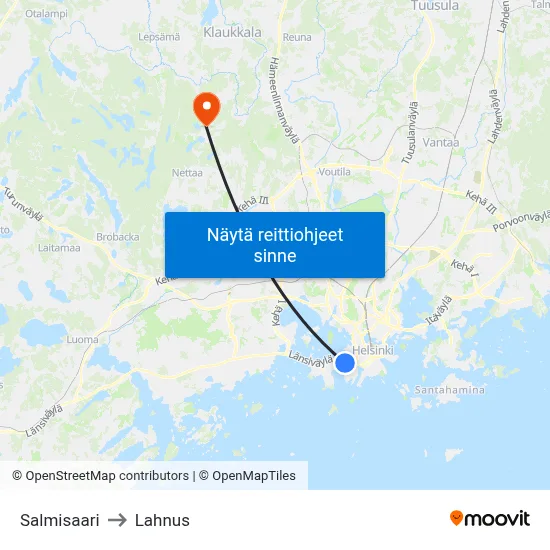 Salmisaari to Lahnus map