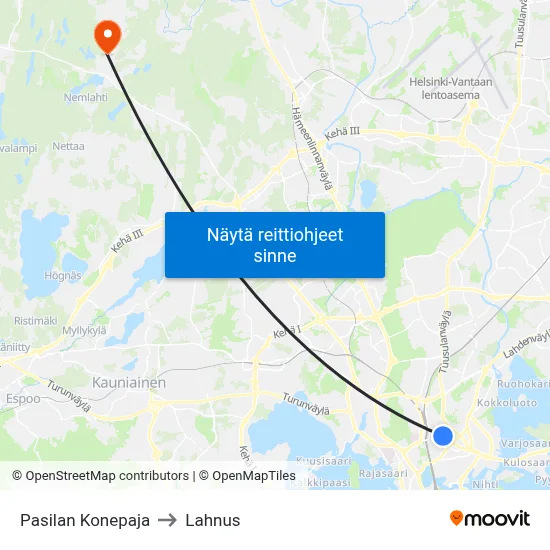 Pasilan Konepaja to Lahnus map