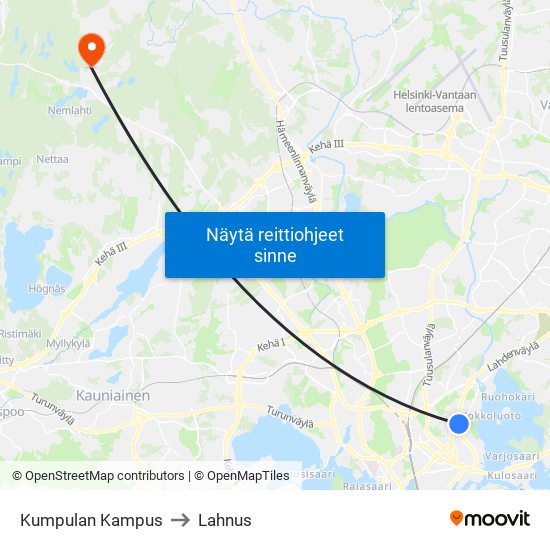 Kumpulan Kampus to Lahnus map